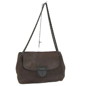 Prada Chain Shoulder Bag Leather Brown
